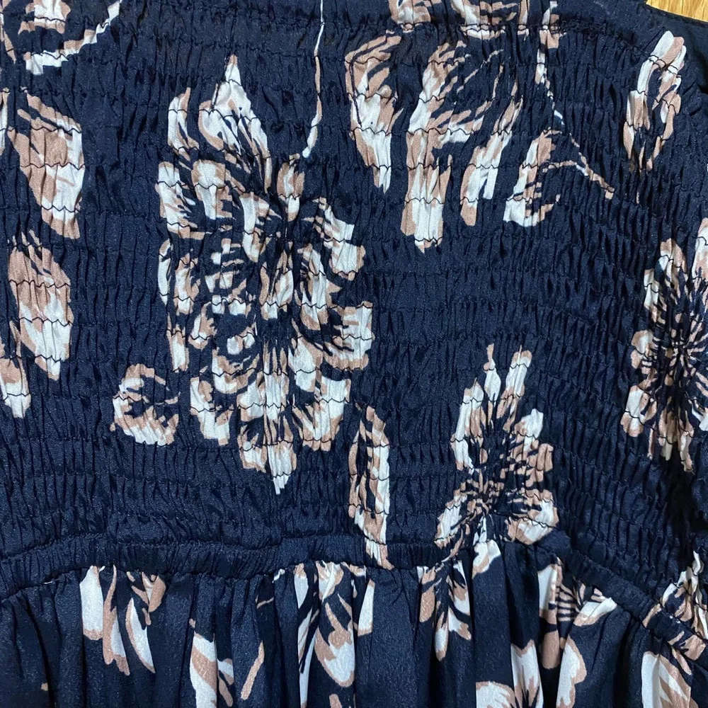 Band of Gypsies Boho Mini Dress - Blue/White/Tan - Picture 4 of 5